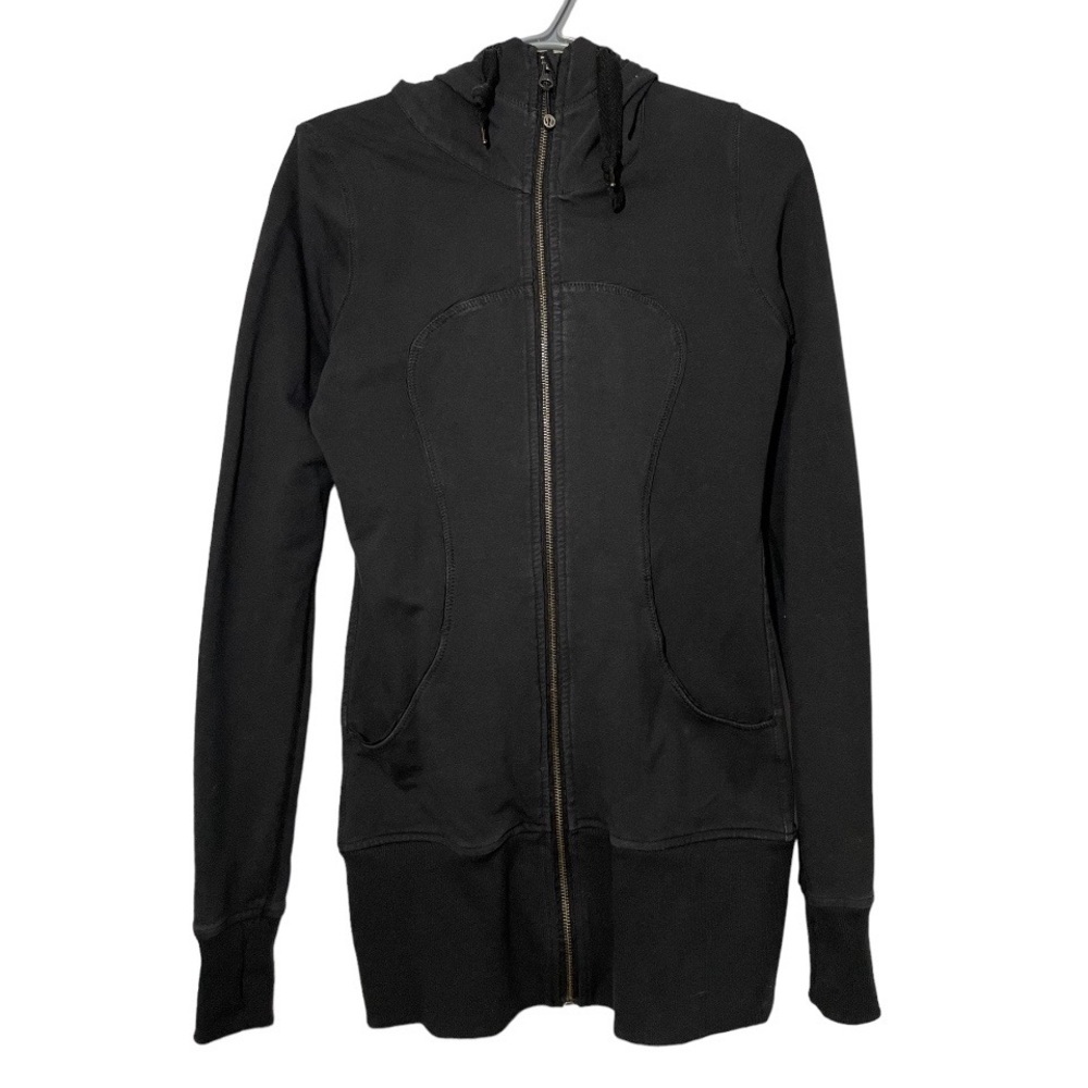Women's Black Zip-Up Hooded Jacket